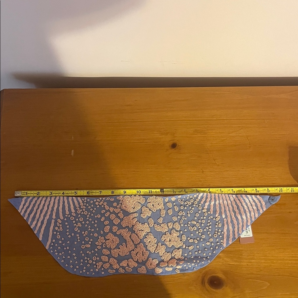 Mignonne Gavigan Kenya Le Charlotte Light Blue and Pink Embroidered Scarf - Picture 8 of 8
